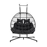 Home Deluxe Hängesessel LOMA – Faltbar, 2 Sitzer in Schwarz| Hängekorb,...