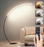 Aanyhoh LED Stehlampe Dimmbar Bogenlampe Wohnzimmer, 25W Schwarz Stehleuchte mit...