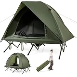 FANTASK Feldbett mit Zelt 2 Personen, Camping-Ausrüstung mit Regenschutz, 2...