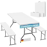 STEELSØN Zennar Bierzeltgarnitur weiß – Gartenmöbel Set 3-TLG. –...