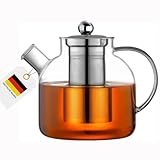 Teekanne aus Glas mit Sieb - 1500 ml Fassungsvermögen - Wasser Krug mit 1,5...