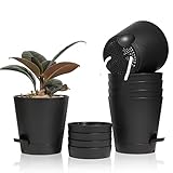 T4U 14cm Kunststoff Blumentopf mit Bewässerungssystem, 6er-Set...