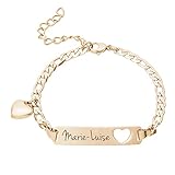 Mondgold Armband aus Gold-Edelstahl mit Herz Anhänger und Karabinerverschluss,...
