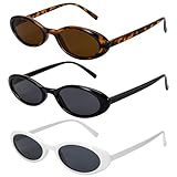 Utensilsto 3 Stück Vintage Oval Sonnenbrille, UV400-Schutz Sonnenbrillen, Retro...