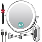 Auxmir Kosmetikspiegel mit Beleuchtung, 1X/20X Wiederaufladbar Schminkspiegel,...