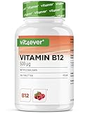 Vitamin B12 Himbeere - 365 Lutschtabletten im Jahresvorrat - Premium: 500 mcg...