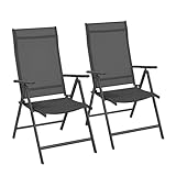 SONGMICS Gartenstuhl 2er Set, Klappstuhl, Outdoor-Stuhl, mit Metallgestell,...