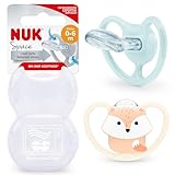NUK Space Baby Schnuller | 0-6 Monate | Schnuller mit extra Belüftung für...