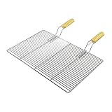 BBQ Grillrost Eckig 67x40cm aus Hochwertigem Edelstahl mit Handgriffen für...