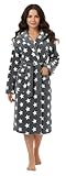 Brandsseller Damen Bademantel mit Sternen S/M – Weicher Morgenmantel aus...