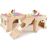BeBeJoJo Meerschweinchen Versteck Aus Holz,2 Häuser,55x25x20cm,Meerschweinchen...