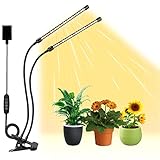 JINHONGTO Pflanzenlampe LED, 2 Köpfe 3000k/5000k/660nm Pflanzenlicht, 3...