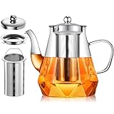 Teekanne mit Siebeinsatz, STNTUS 1.2L Teekanne Glas, Teekanne mit Sieb,...
