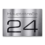 Metzler Edelstahl Hausnummer - Hausnummernschild mit Gravur Straßenname, Name...