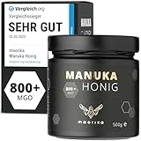 maorika - Manuka Honig 800 MGO + 500g im Glas (lichtundurchlässig, kein...