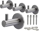 Neuhall 4 x Wandhaken Kleiderhaken Wand Handtuchhaken echt Edelstahl gebürstet...