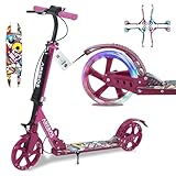Arebos Cityroller Tretroller Pink höhenverstellbar | klappbar | inkl. Tragegurt...