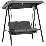 Outsunny Hollywoodschaukel 2-Sitzer Gartenschaukel mit verstellbarem Sonnendach,...