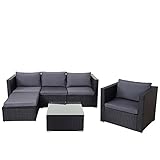 Mendler Poly-Rattan-Garnitur Brescia, Gartengarnitur Sitzgruppe Sofa Lounge-Set...