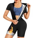 KUMAYES Damen Saunaanzüge Neopren Ganzkörper Jumpsuit Taillentrainer Bauchweg...