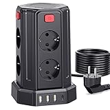 Steckdosenleiste mit USB, Sameriver 8 Fach Mehrfachsteckdose mit 4 USB,...