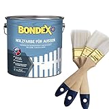 Bondex Holzfarbe 2,5L für den Außenbereich (inkl. Nordje Pinsel-Set 3-teilig)...