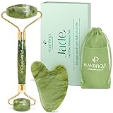 Plantifique Jade Gesichtsroller und Gua Sha Stein Set - Natürliches Jade Face...