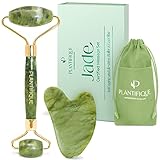 Plantifique Jade Roller & Gua Sha Stein - Natürlicher Grüner Jade Roller...