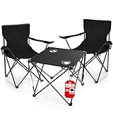 BigDean 2 Stück Campingstühle & Campingtisch faltbar schwarz - Campingtisch...