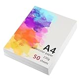 50 Blätter Aquarellpapier A4 230g, Zeichenblock din A4, Aquarell Papier,...