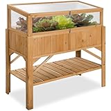 tectake® Frühbeet Aufsatz aus Holz, witterungsbeständig, Schutz vor Wind und...