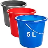 Sustania 3er Set Putzeimer 5L mit Messkala - Haushaltseimer aus Kunststoff in...