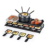 Saenchue 3-in-1 Raclette-Grill & Fondue - Fonduelette XL, 1650 Watt: Metall,...