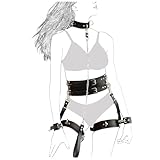 TUYMNI Leder Harness Lingerie Bondageset Riemenbody Brustgurte mit Handschellen...