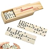 MORAINJAY Domino Spiel Set mit Holzbox,28 Blatt Premium Miamine...