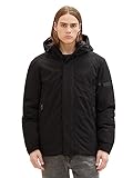 TOM TAILOR Denim Herren 1037391 Technical Winterjacke mit Kapuze, 29999-Black, M