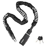 INTEKIN Kettenschloss 120cm lang, Schwer Motorrad-/ Fahrradschloss aus 8mm...