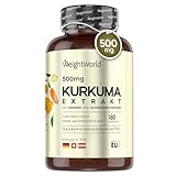 Kurkuma Extrakt Kapseln - 500mg Kurkuma Extrakt mit 95% Curcumin - 180 Stück...