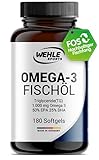 Omega 3 Kapseln hochdosiert - Fischöl Kapseln mit 2000mg (1000mg EPA & 500mg...