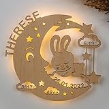LAUBLUST Schlummerlicht Mond-Hase - Personalisiertes Baby-Geschenk zur Geburt &...
