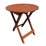 Spetebo Eukalyptus Gartentisch rund - 50x45 cm - Holz Biergartentisch Balkon...