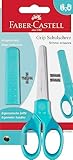 FABER-CASTELL 181554 - Schulschere Türkis, mit Klingenschutz und Softgriffzone,...