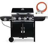 4+1 Brenner Gasgrill, Gasgrill Master mit Seitenkochfeld, BBQ Grillwagen Gas,...