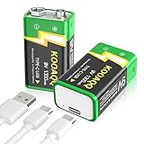 9V Wiederaufladbare Batterien, 1300mAh Langlebige Lithium-ionen Akku...