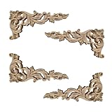 Vasemele 4 Stück Holz Geschnitzt Corner Holzornamente für Möbel Schrank Wand...