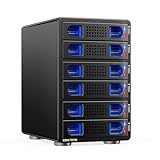 6 Schacht Festplattengehäuse mit Lüfter für 2,5/3,5“ SATA HDD/SSD mit USB...