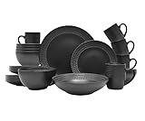 ECHTWERK 30-teiliges Vintage Kombiservice 'BlackStyle' Modern-Design, für 6...