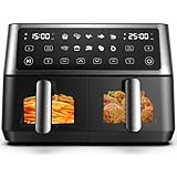 Heißluftfritteuse 2 Kammern mit Sichtfenster,10L Dual Zone XXL Airfryer,10-in-1...