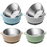 CLDY 4 Stück baby geschirrset, Baby schüssel mit Saugnapf - Schüsseln für...