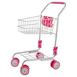 Idena 40250 - Einkaufswagen aus Metall, zusammenklappbarer Wagen mit pinken...